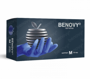 Перчатки BENOVY нитриловые смотровые (сиренево-голубой, L)