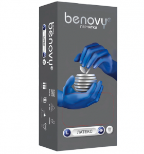 Перчатки BENOVY смотровые латексные особопрочные (синий, М)